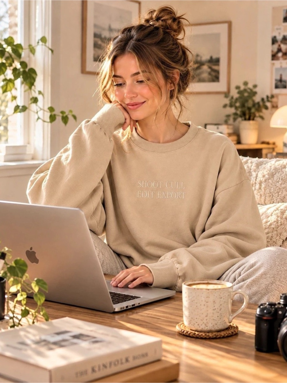 Photographer Crewneck Sweatshirt in Cream Large